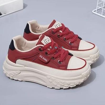 Обувь для папы, женские осенние новые универсальные кроссовки на толстой подошве, увеличивающие рост, для бега, повседневные, кожаные, дышащие