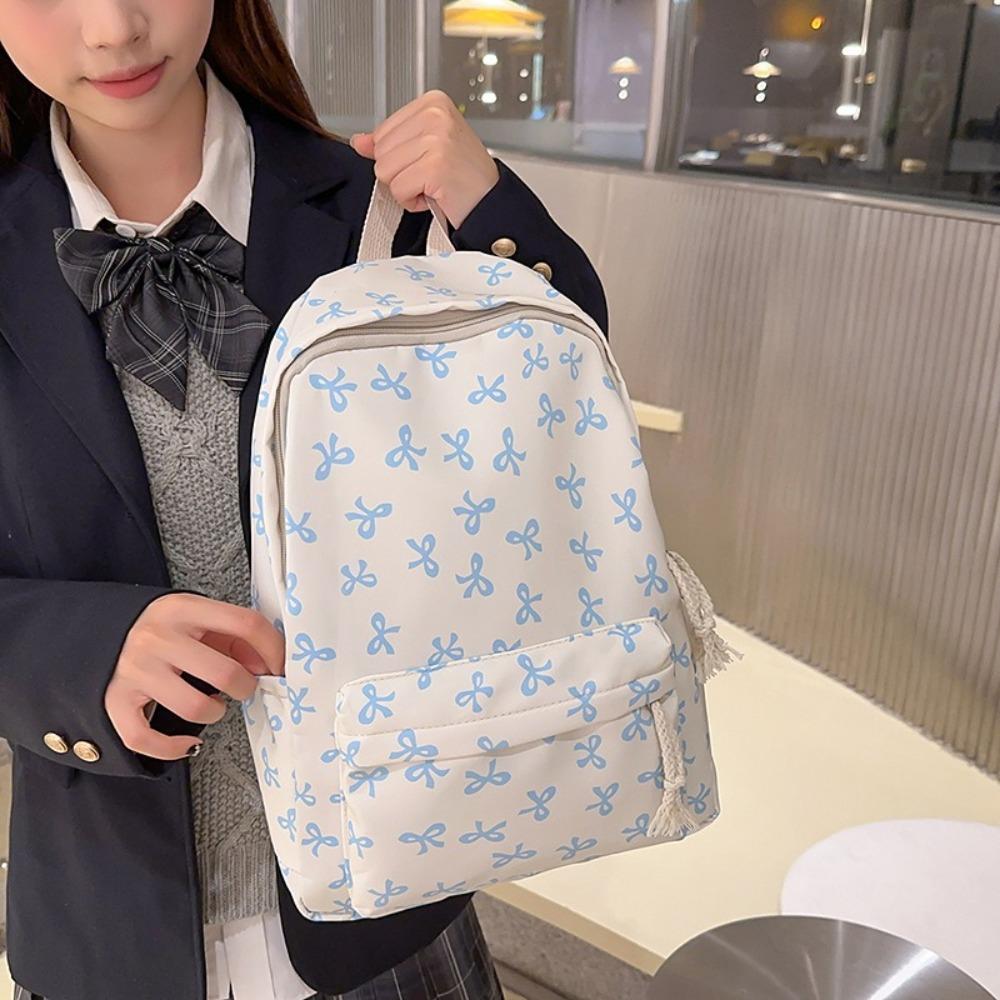 Nylon Bow Backpack Lightweight Teenagers Shoulder Bag Portable Students School Bag Outdoor