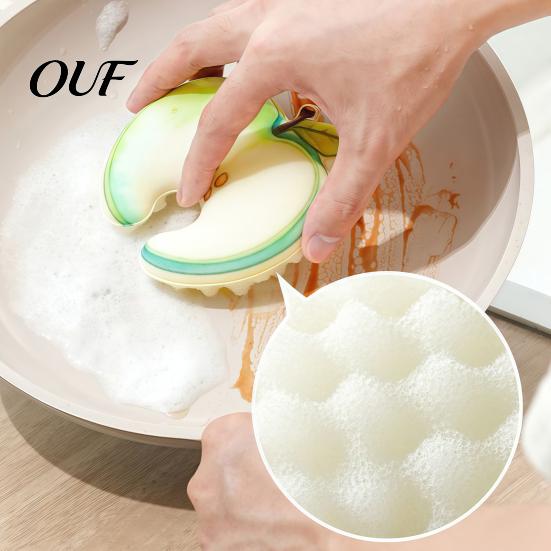 Soft Wood Pulp Sponges 2PCS Cute Fruit Dishwashing Sponges, Natural Cellulose Kitchen Sink Cleaning Supplies Scrubber, Non-scratch Sponge for