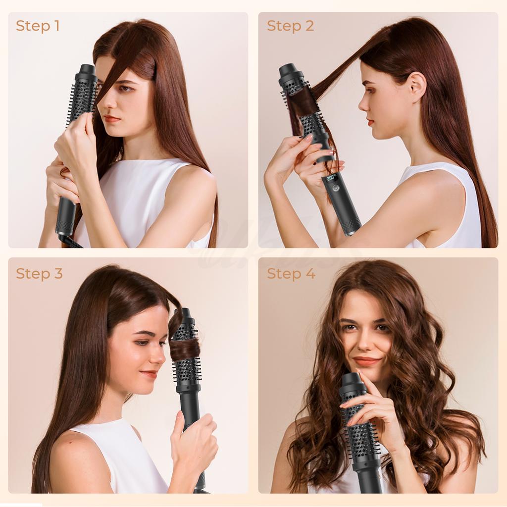 Curling Iron Brush Double PTC Heated Curling Comb Fast Heating Thermal Brush Ceramic Hair Curler Hot Comb 38mm Curling Wand