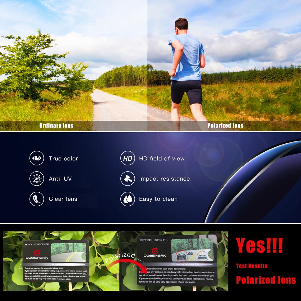 Queshark UV400 Polarized Camping Hiking Fishing Sport Eyewear Cycling Glasses MTB Bike Racing Bicycle Sunglasses Driving Goggles