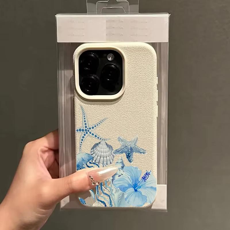 Чехол для телефона с узором «Медуза и цветок лилии» для iPhone 17 Pro Max 16 Plus 15 Pro 14 13 12 11 X 17Air Мягкий чехол с текстурой личи