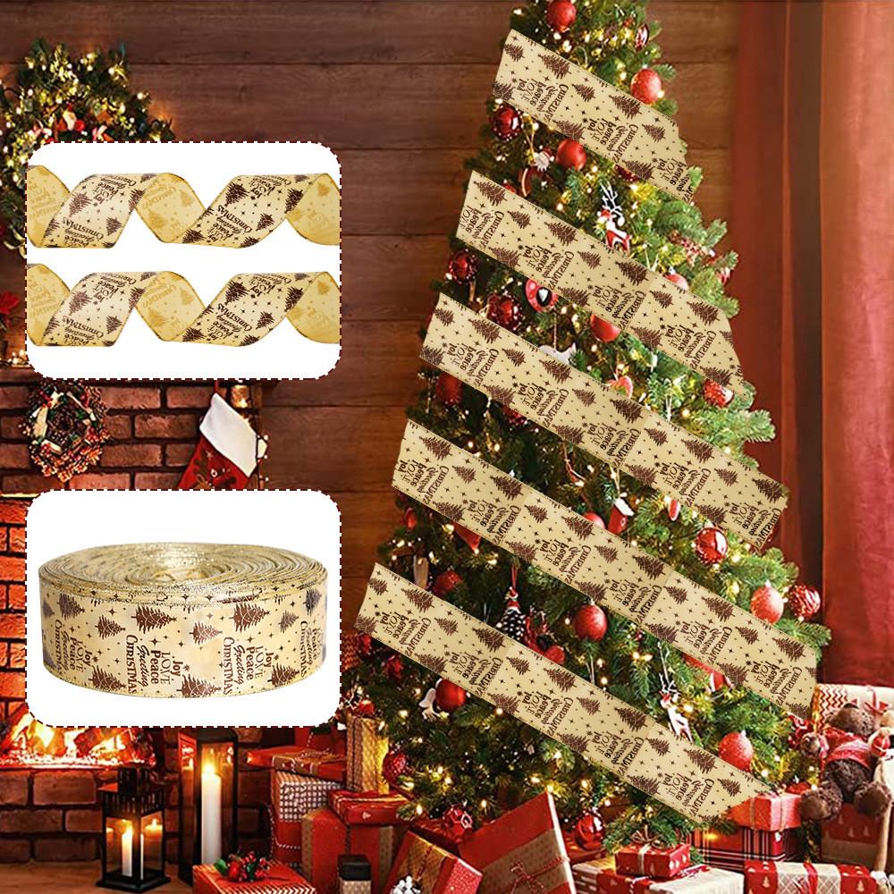 Charming 6.3cm Christmas Tree Ribbon Adornments With Colorful Letter Designs