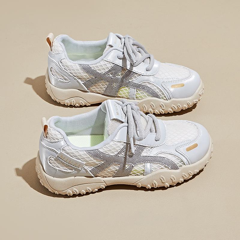 Height increasing Korean version thick soled dad shoes, women's college style fashion, versatile sports running, casual mesh, breathable