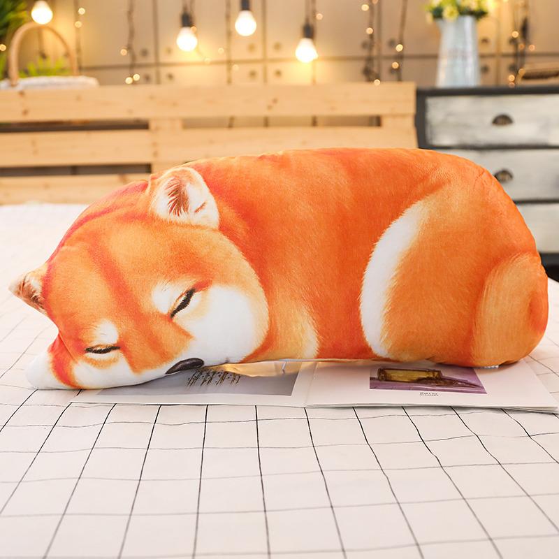 Cute Cat Dog Animal Pillow Simulation Creative Strip Sleeping Pillow Doll Children Plush Toy Bed
