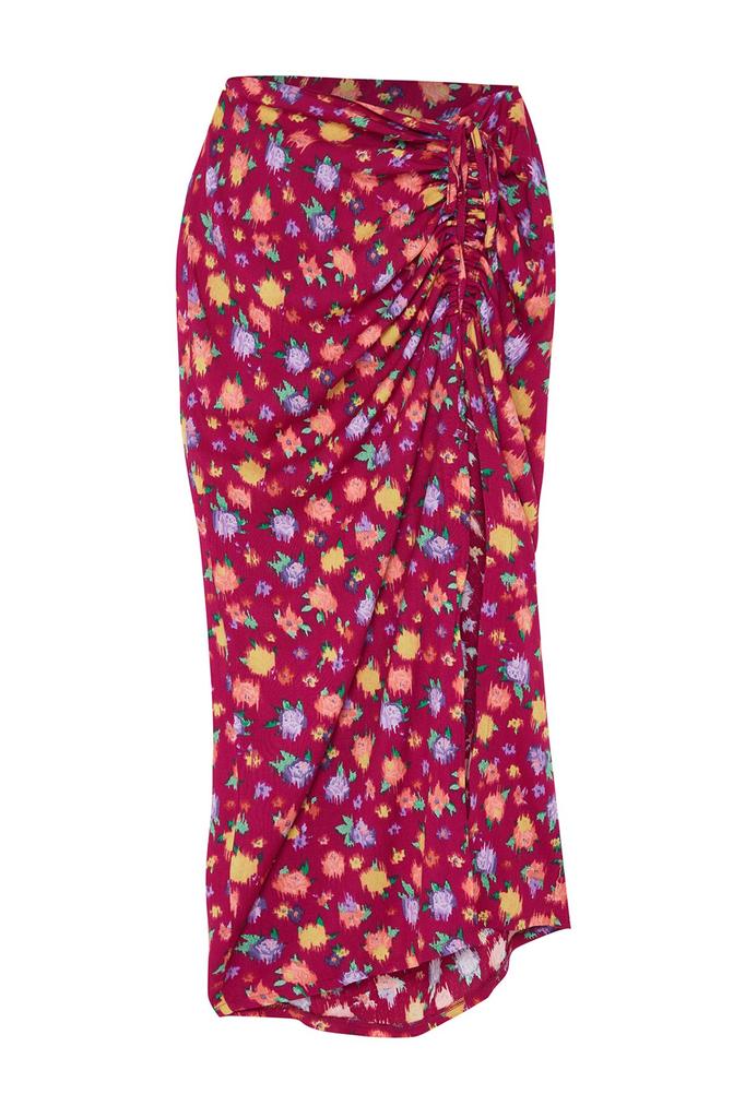 Women's Style Skirt Fuchsia Patterned Woven Skirt