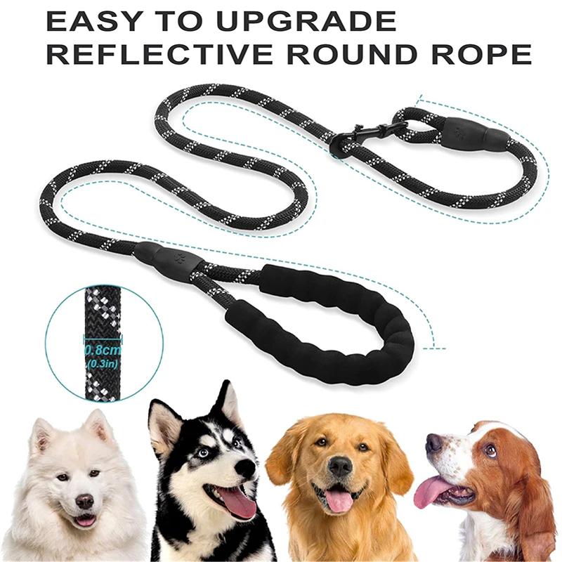 Reflective Dog Leash With Comfortable Padded Handle Double Heavy Duty Traction Rope For Strong Dogs Enhance Safety And Control