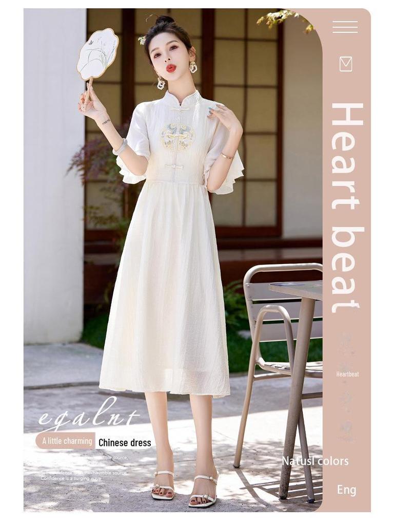 2024 Summer Women's Chinese Embroidery Cheongsam Dress AH2457
