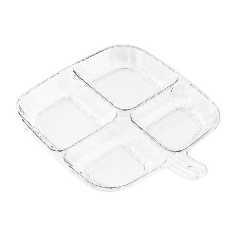 4-Compartment Serving Tray with Handle Kitchen Storage Plate Portable Snack Fruit Tray Multifunctional Kids Plate Hanging Home Use