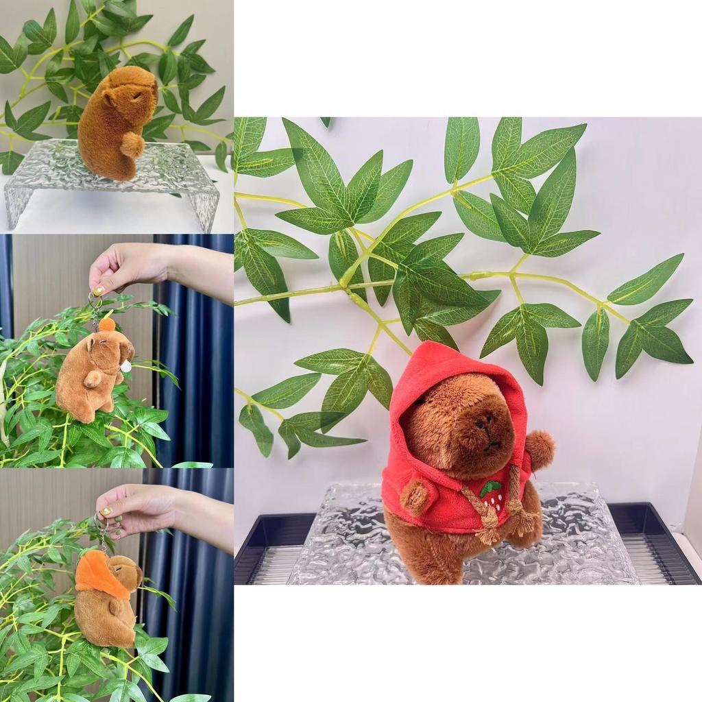 Очаровательный плюшевый брелок в виде капибары в цветной толстовке, идеально подходящий для подарков