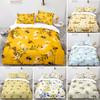 Honey Bee Duvet Cover Set, Black White Printing 3 Piece Bedding Set, Twin/Full/Queen/King Size Crown Quilt Cover For Girls Boys
