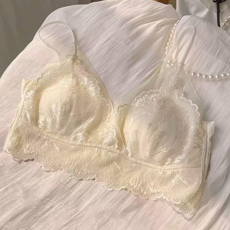 Women French Lace Backless No Underwire Thin Comfortable Summer Bra