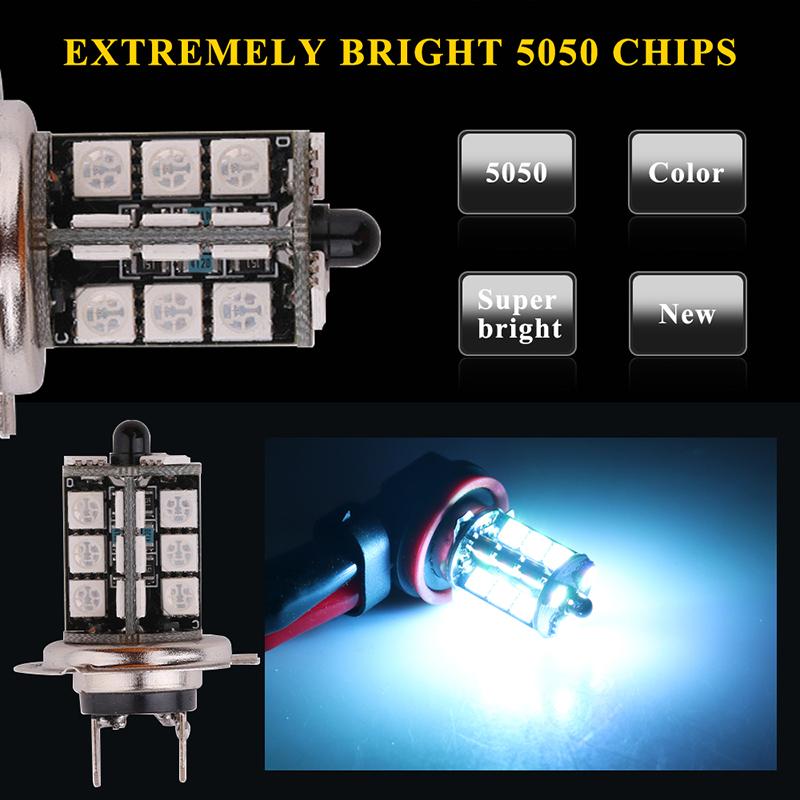 2pcs h11 led rgb 5050 chips h1 led rgb h3 led rgb h7 led car bulb flashing h8 Led fog light 9005 hb3 led hb4 9006 car fog lamp