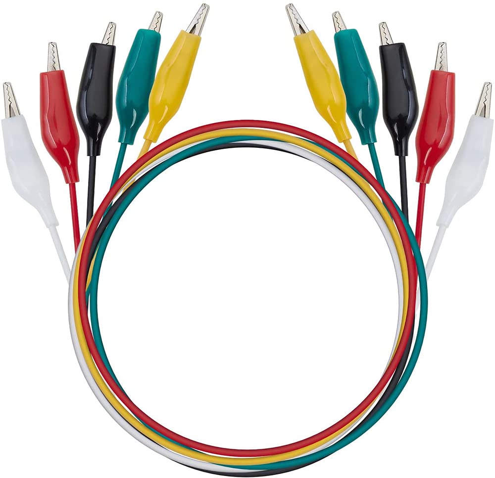 YFFSFDC 5 Цветов 30 шт. Тестовый провод 50 см Зажим типа "крокодил" Двухсторонний Электрический испытательный кабель