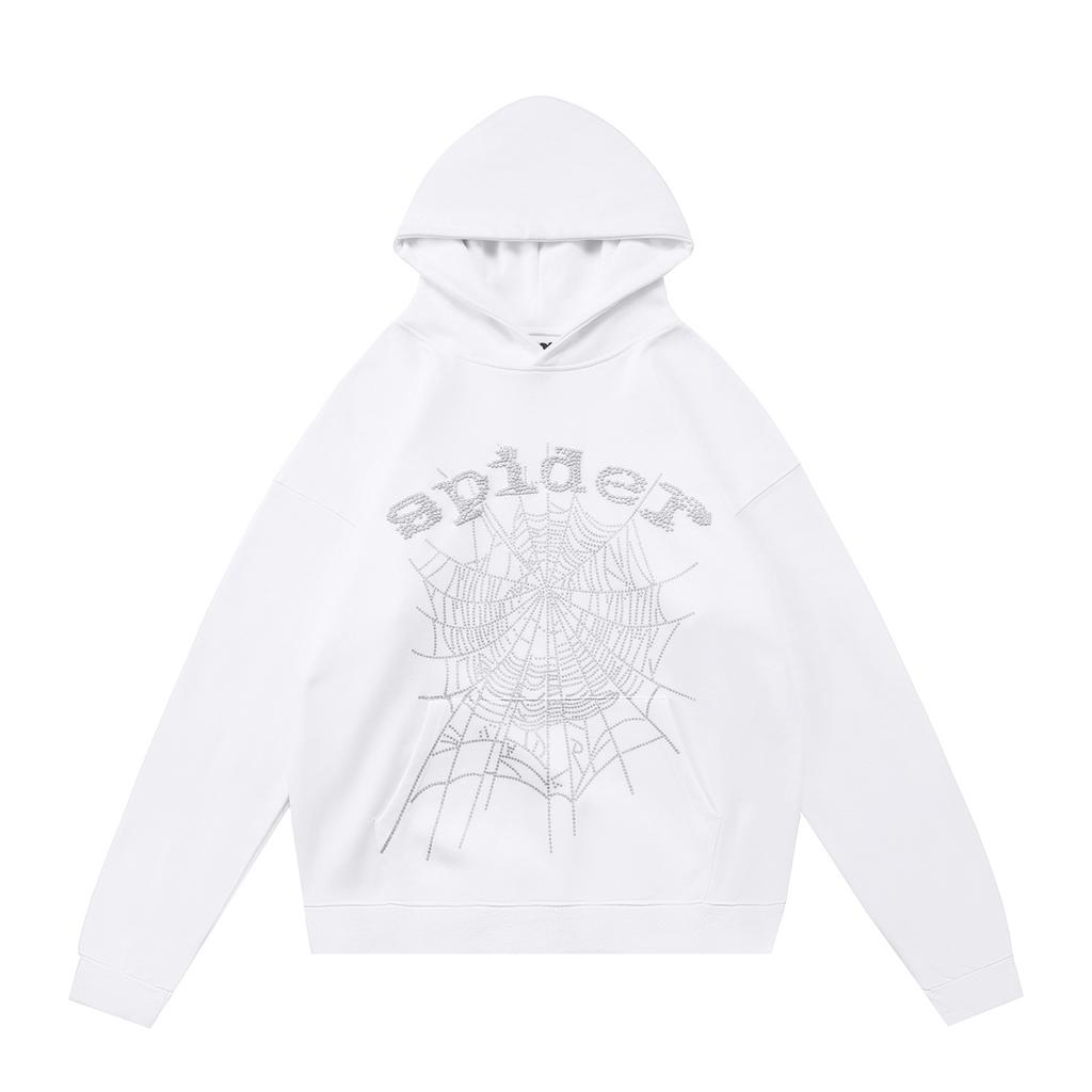 Cross-border beauty tide sp5der loose American hip-hop street casual loose and versatile pure cotton hooded sweater printing