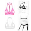 Women's See-through Lace Halter Neck Bra Underwear Wireless Plunge Bralette Bra