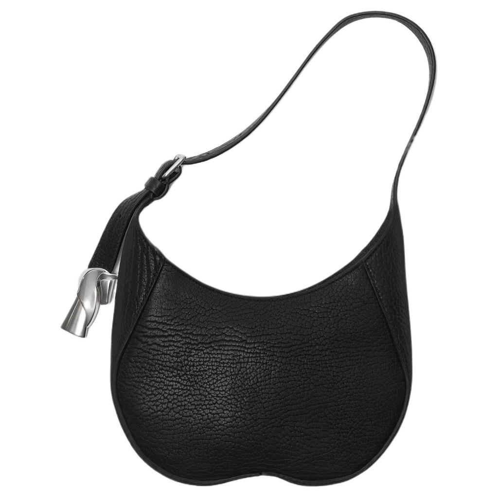 Burberry Solid Color Minimalist Zipper Closure Grain Calfskin Handheld Shoulder Bag Small Women handbags Black 80809551