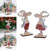 1PC Christmas Decoration DIY Wood Painted Christmas Elk Decoration Desktop Stitching Decoration Child Christmas Pendant Gift