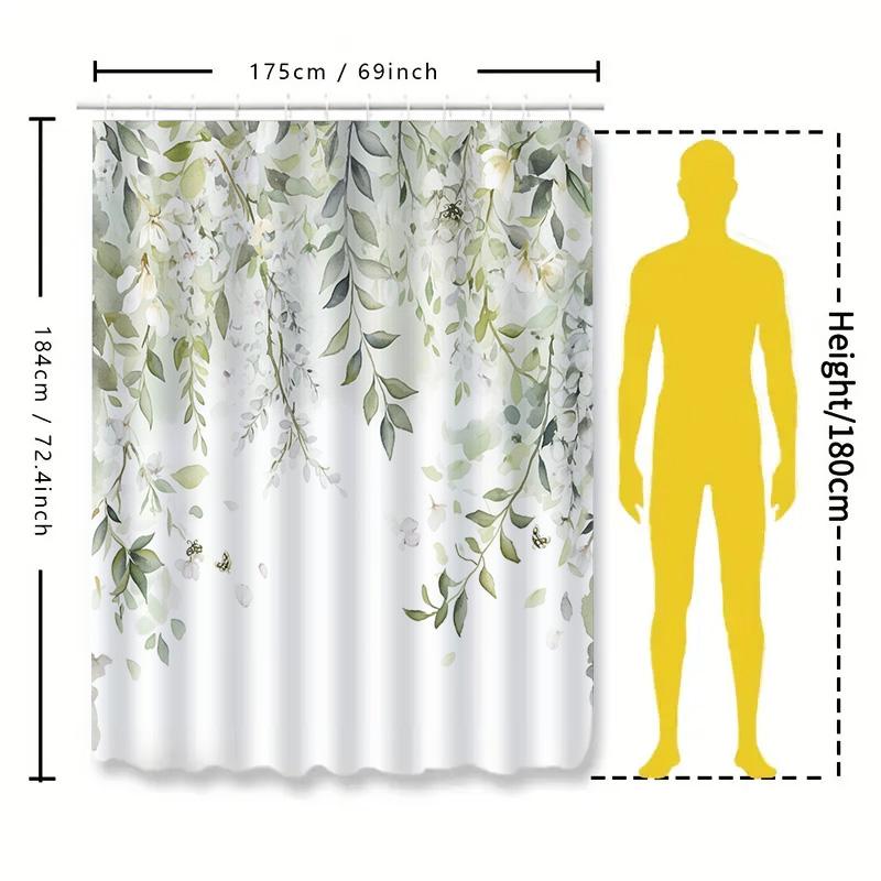 Очаровательная цветочная шторка для душа с нежными листьями и бабочками улучшает эстетику ванной комнаты Экологически чистый материал Легко чистить