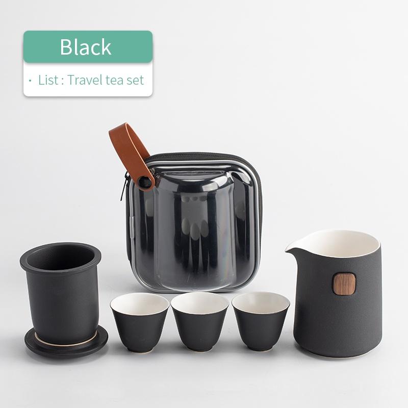 Portable Travel Ceramic Tea Set Quick Tea Cup One Pot Three Cups Tea Brewing Pot