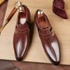 High Quality Leather Formal Dress Men's Loafers Pointed Toe Metal Tipped Handmade 5.8cm High Heels Man Wedding Party Shoes