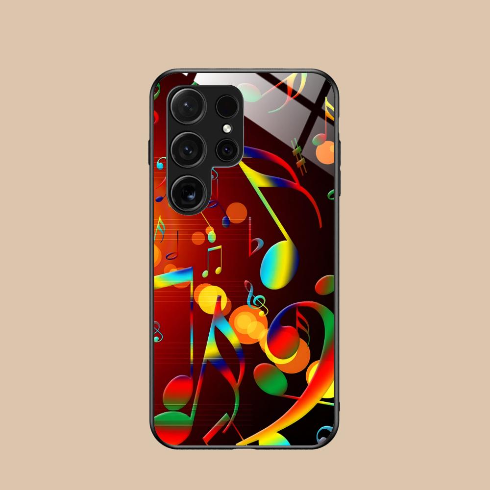 Чехол для мобильного телефона с нотным станом для Samsung Galaxy A56 55 54 53 52 51 36 35 34 23 16 15 5G Стеклянный Цветной Чехол Смартфон