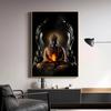 Retro Meditation Buddha Image Oil Painting Buddhist Poster Printing Canvas Wall Art Picture for Living Room Home Decoration