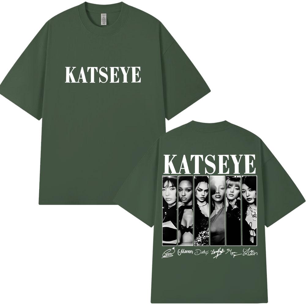Vintage Korean Style Katseye Graphic T Shirts Kpop Fashion Unisex Women Popular Tshirt 100 Cotton Oversized T Shirts Streetwear