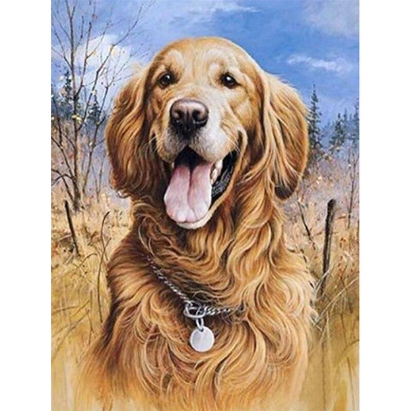 DIY5D Diamond Painting Dog Diamond Embroidery Rhinestone Full Round/Mosaic Animal Cross Stitch Home Decor Manual Art Gift