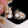 1 Pair Silver Color Butterfly Imitation Pearl Drop Dangle Earrings for Women Bride Wedding Earrings Elegant Fine Jewelry