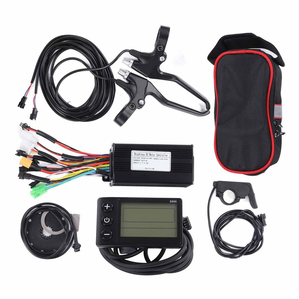 Electric Bicycle Conversion Kit 26A 3 Mode Controller S866 Panel Thumb Throttle and Brake Handle for 500W to 750W Motor