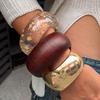 Texture Resin Exaggerate Bangles Transparent Wood Hand Ring Fashion Chunky Bracelets Women  Gift