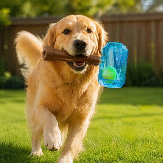 Sound Making Puppy Toys Interactive Squeaky Hammer Dog Toy with Built-in Tennis Ball for Medium And Large Dogs, Novelty Shaped Toys,