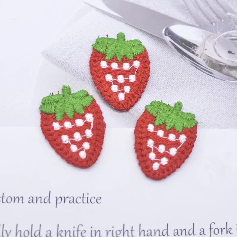 20Pcs 25*35mm Sweet Strawberry Fruit Applique for DIY Clothes Hat Shoes Sewing Patches Headwear Hair Clips Decor Accessories
