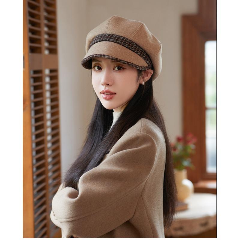 Женская осенне-зимняя восьмиугольная шляпа ретро-шляпа газетчика шерстяной берет