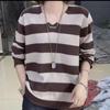 Fashion Autumn Winter Long Sleeve V-Neck Striped Knitted Sweater Women Tops  Pullovers Sweaters JJ55