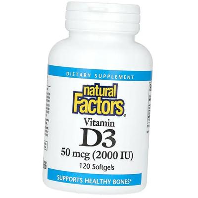 Витамин Д3, Vitamin D3 2000, Natural Factors  120гелкапс (36406049)