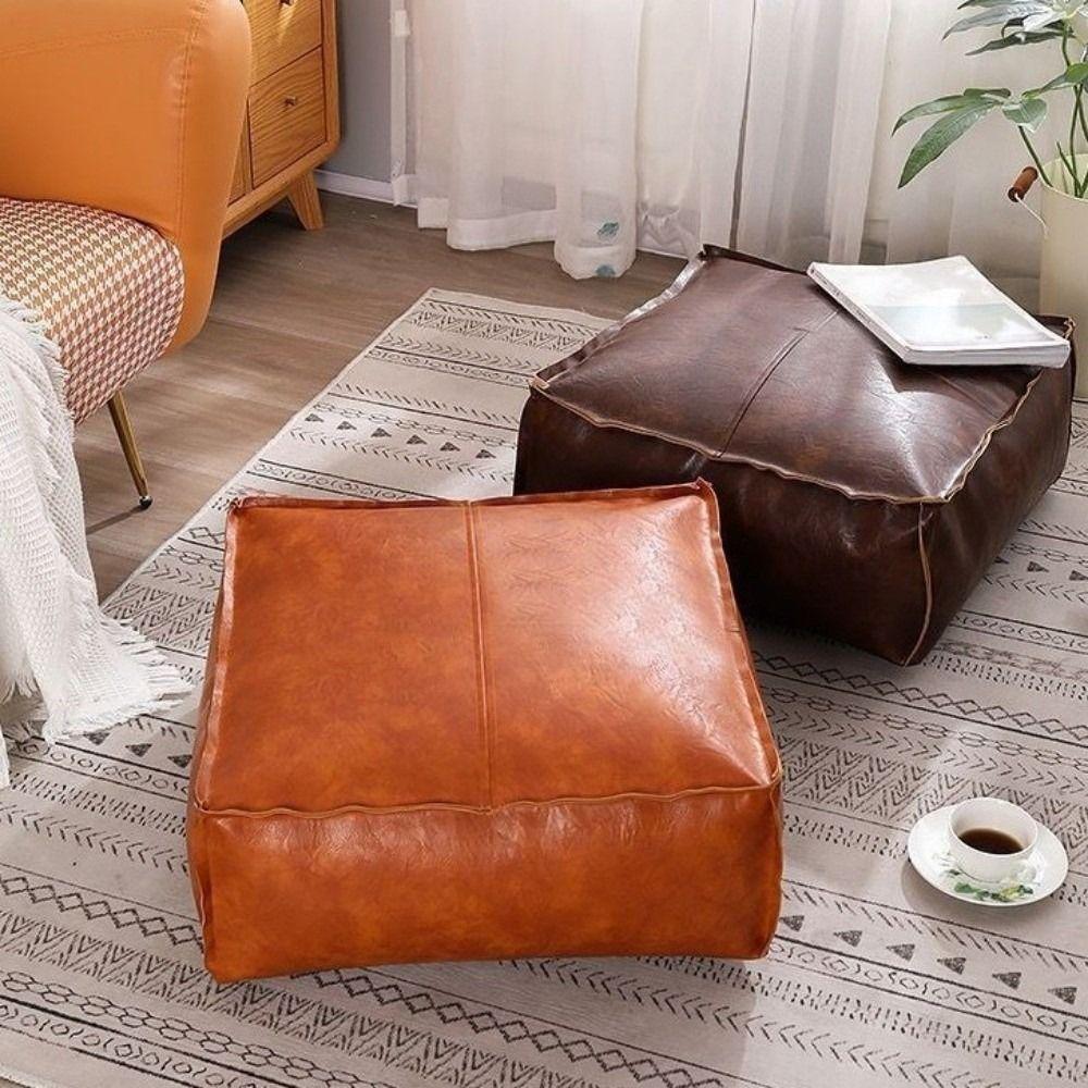Large Capacity Square Pouf Cover Removable Sofa Stool Cover Clothes Storage