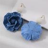 Denims Blue Rose Earrings Handmade Flower Earrings Fashion Denim Floral Earrings