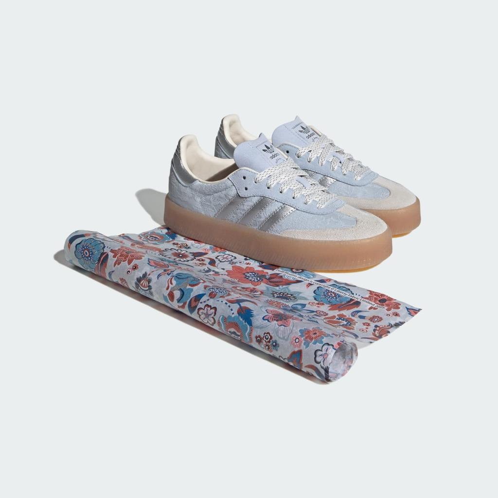 adidas SAMBAE X LIBERTY LONDON SHOES IH1967 Unisex Originals Sneakers Crystal Sky / Silver Metallic / Chalk Pearl
