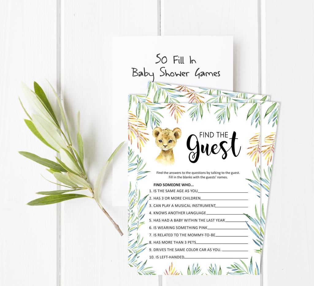 Inkdotpot Игровой набор для детского душа из 50 игр BabyA AlphabetA ABCA для вечеринки Baby Cheetah Jungle Animals