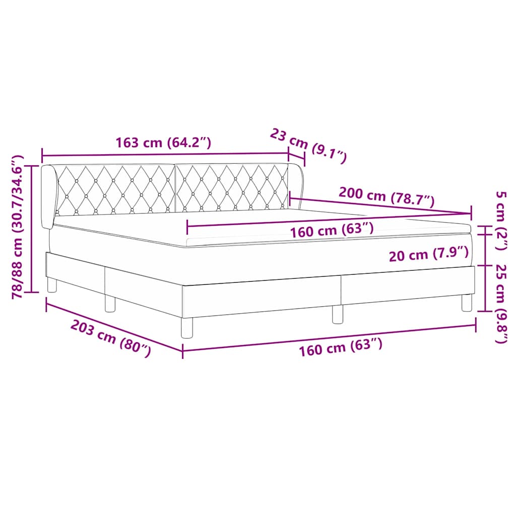 Boxspring Bed with Headboard Pink 160 x 200 cm Velvet