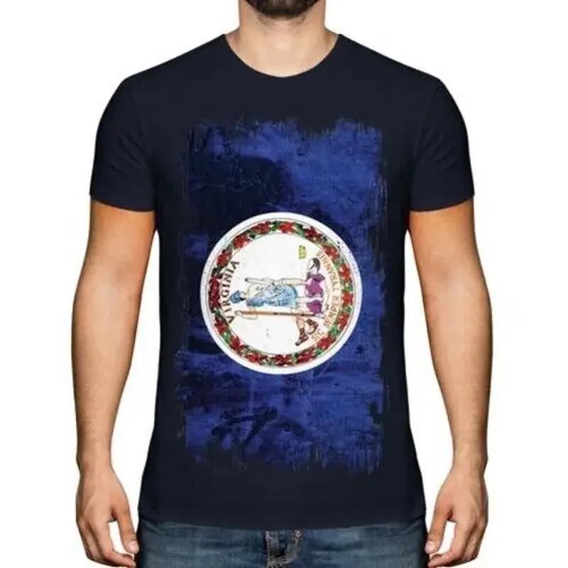 Virginia State Grunge Flag Unisexs TShirt Tee Top Virginian Shirt Jersey Gift
