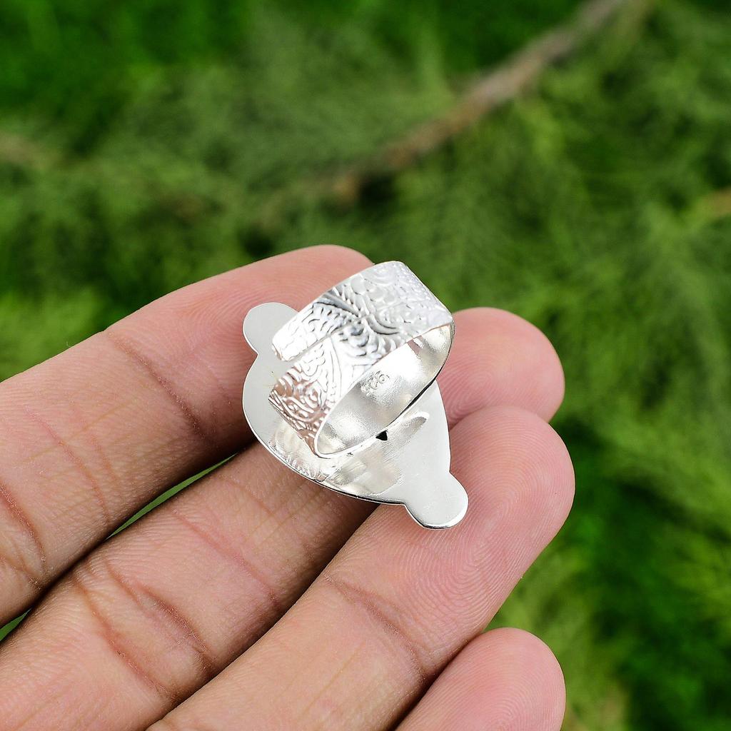 Womens Day Sale 925 Sterling Silver Stick Agate Stone Solitaire New Ring Jewelry