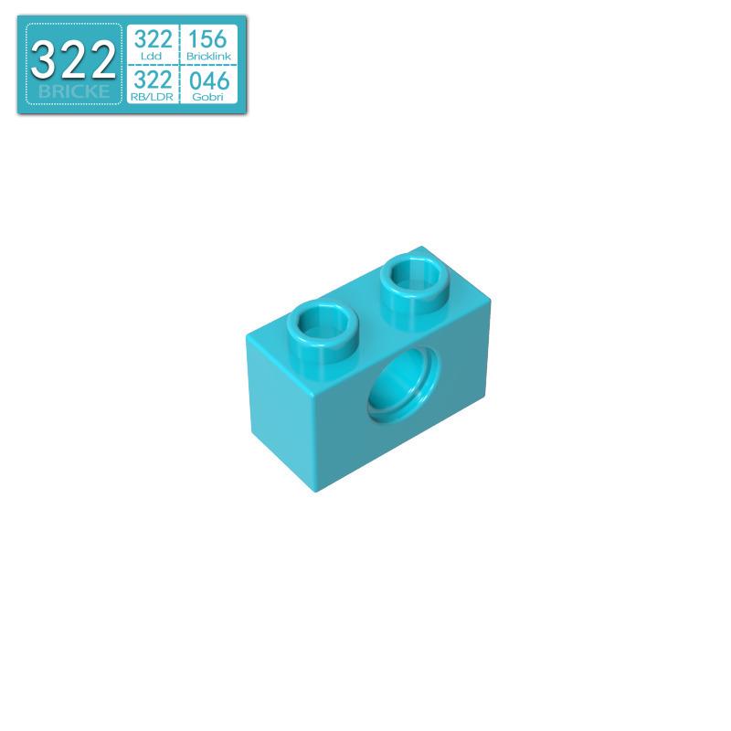 BRICKE 1x2 Brick with Hole - Compatible with Lego, MOC Loose Parts, Small Particle Building Blocks