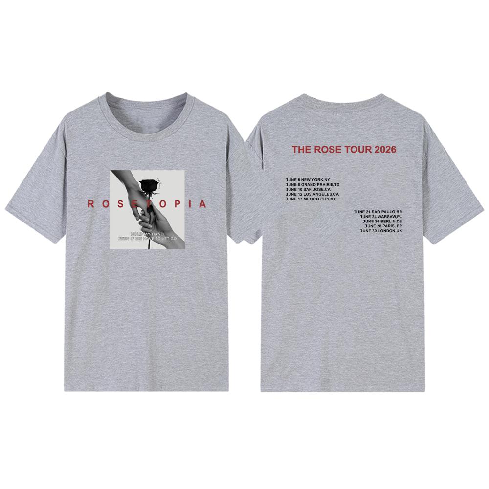 Футболка Rose Rosetopia World Tour 2026 Футболка для концерта Kpop Футболка корейской группы Streetwear Женские топы Kpop Мерч Подарок для фанатов