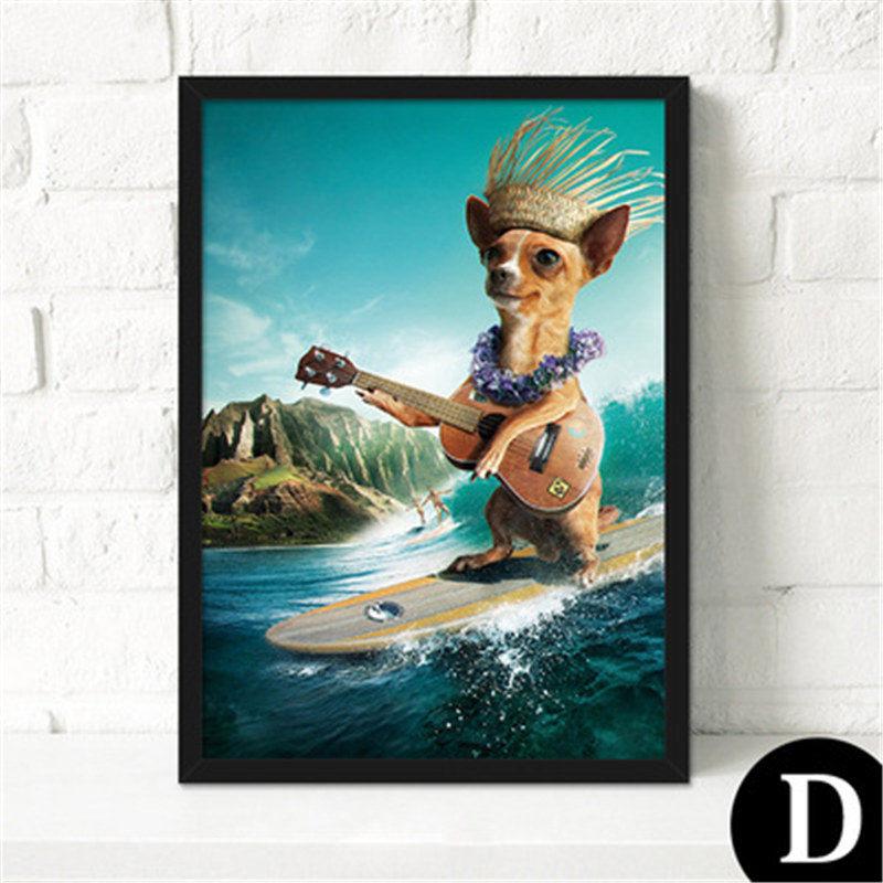 Скандинавская декоративная картина на холсте, мультяшные постеры, г-н. Свинья, крупный рогатый скот, петух и собака, играющая на гитаре для детской спальни