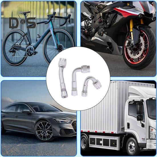 Комплект латунных удлинителей для вентилей шин, изогнутый на 45/90/135 градусов, комплект адаптеров для надувных вентилей автомобилей, мотоциклов, скутеров, удлинитель сопла с резиновым сердечником вентиля