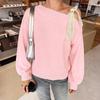 2026 Autumn Winter Asymmetrical Lace-up Bow Knit Sweater: European American Style, Long Sleeve, Women's Bestseller
