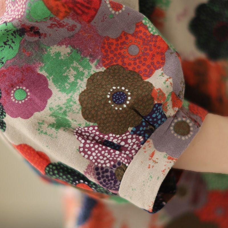 Cotton Linen Long Sleeved Shirt Women's Spring Printed Color Plus Size Women's Clothing Nine Quarter Sleeved Shirt T-shirt